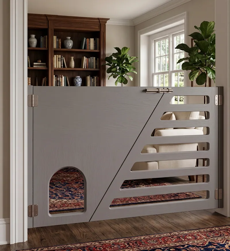 Elegant Cat wood gate for children and pets by Lumina Gates, photo 1